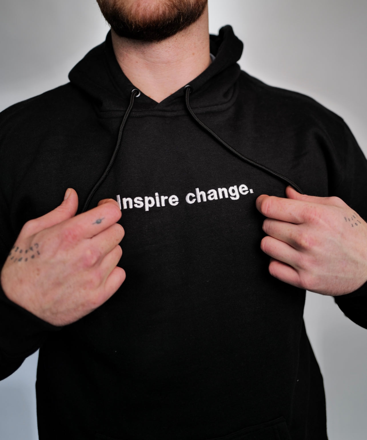 Inspire change black embroidered hoodie