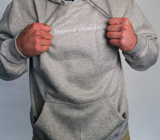 Inspire Change Classic Embroided Heavy Hoodie Grey